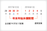 年末年始休業のお知らせ（2017年-2018年）